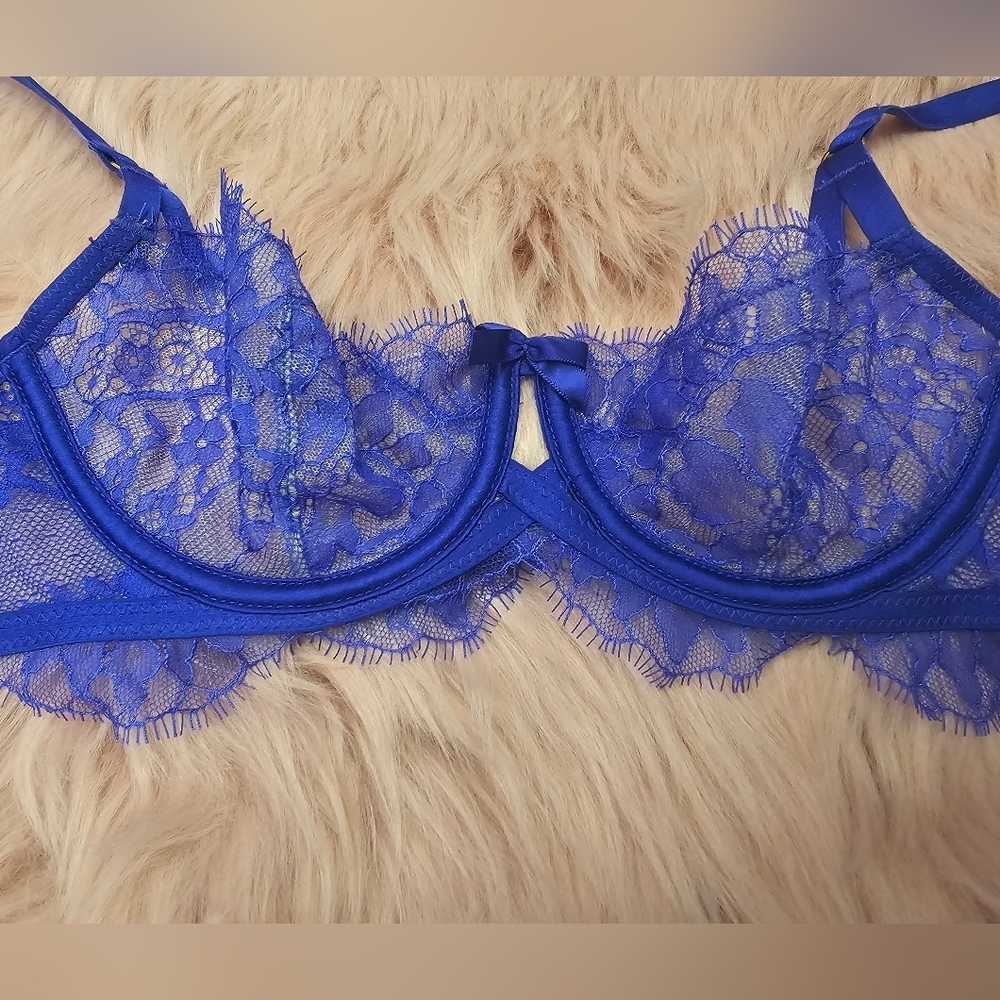 Victoria secret bra, lace, intimates, purple, sheer, girly, casual, 34b